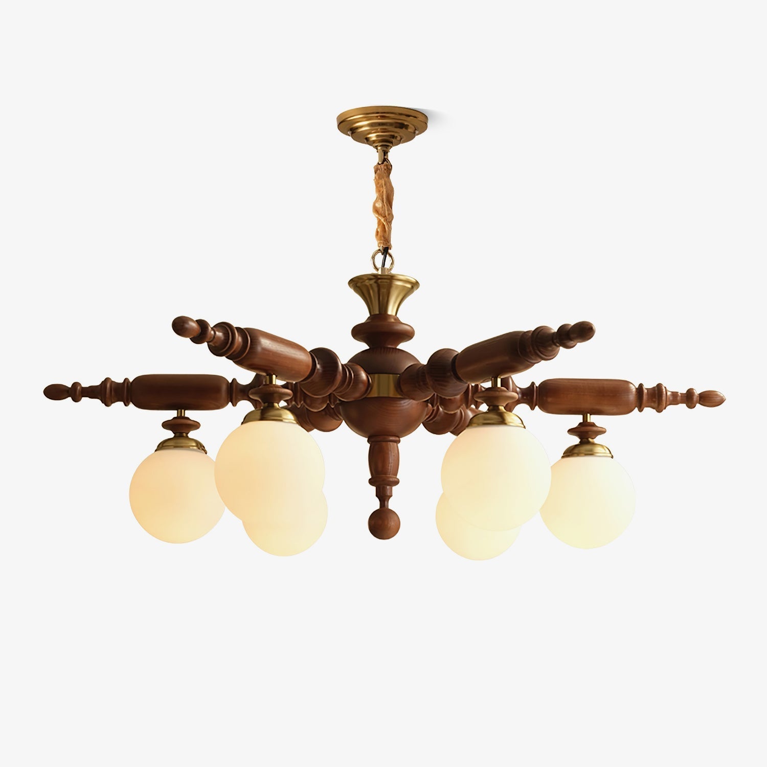 Olvenir Rustic Wood Glass Chandelier - Letslighting
