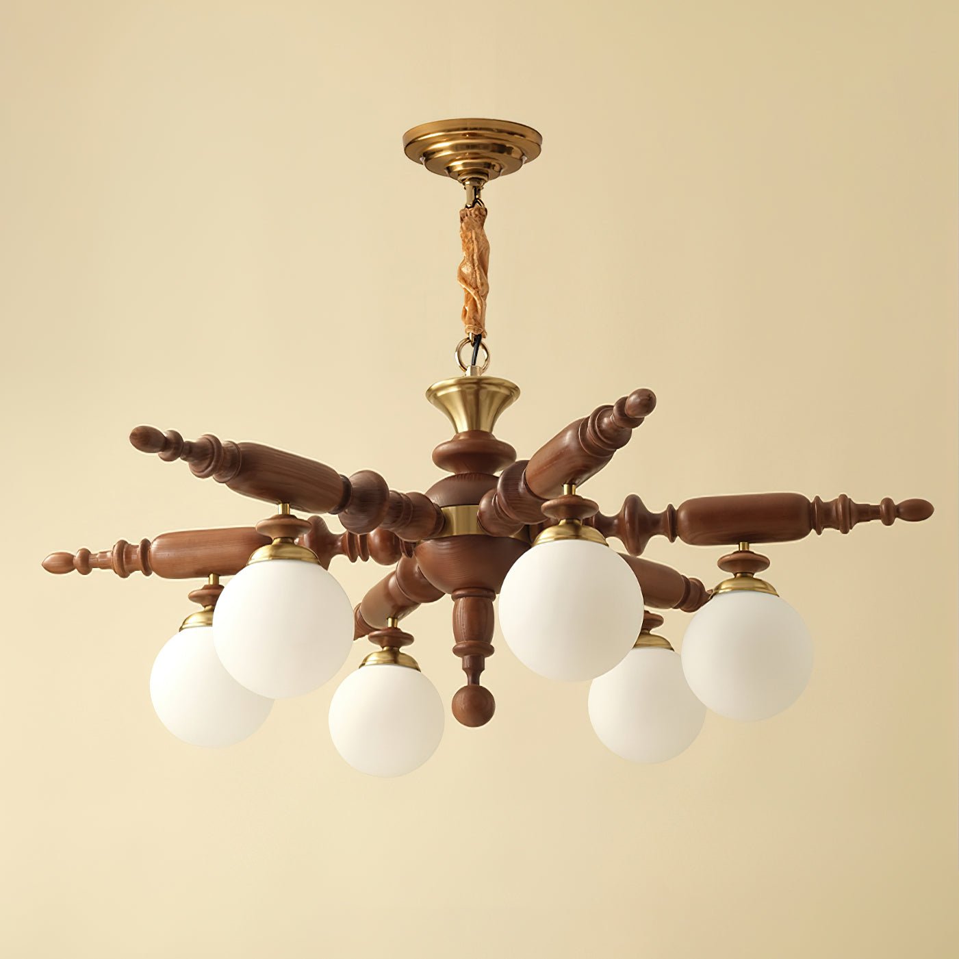 Olvenir Rustic Wood Glass Chandelier - Letslighting