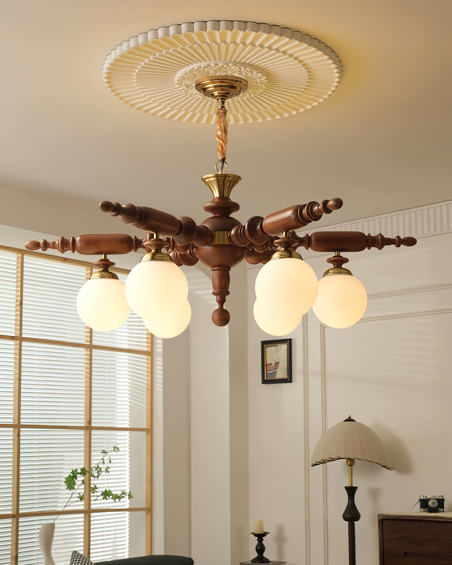 Olvenir Rustic Wood Glass Chandelier - Letslighting