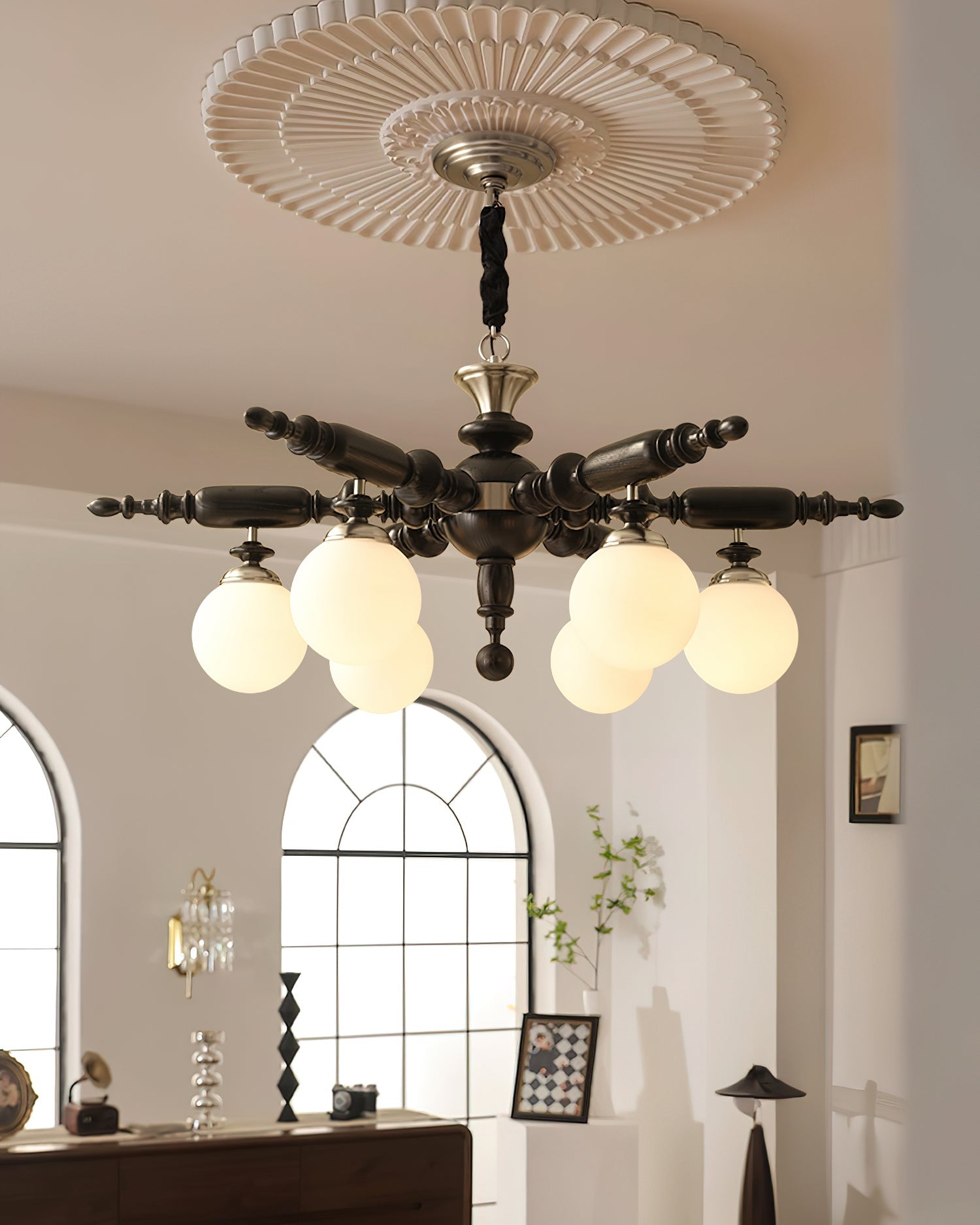 Olvenir Rustic Wood Glass Chandelier - Letslighting