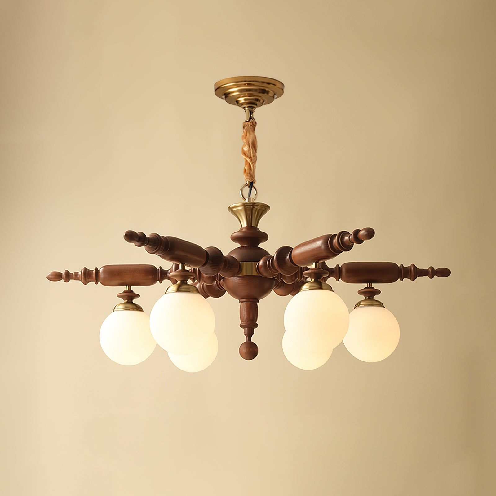 Olvenir Rustic Wood Glass Chandelier - Letslighting