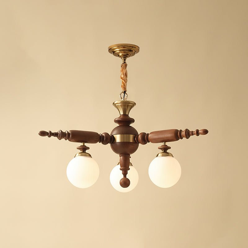 Olvenir Rustic Wood Glass Chandelier - Letslighting