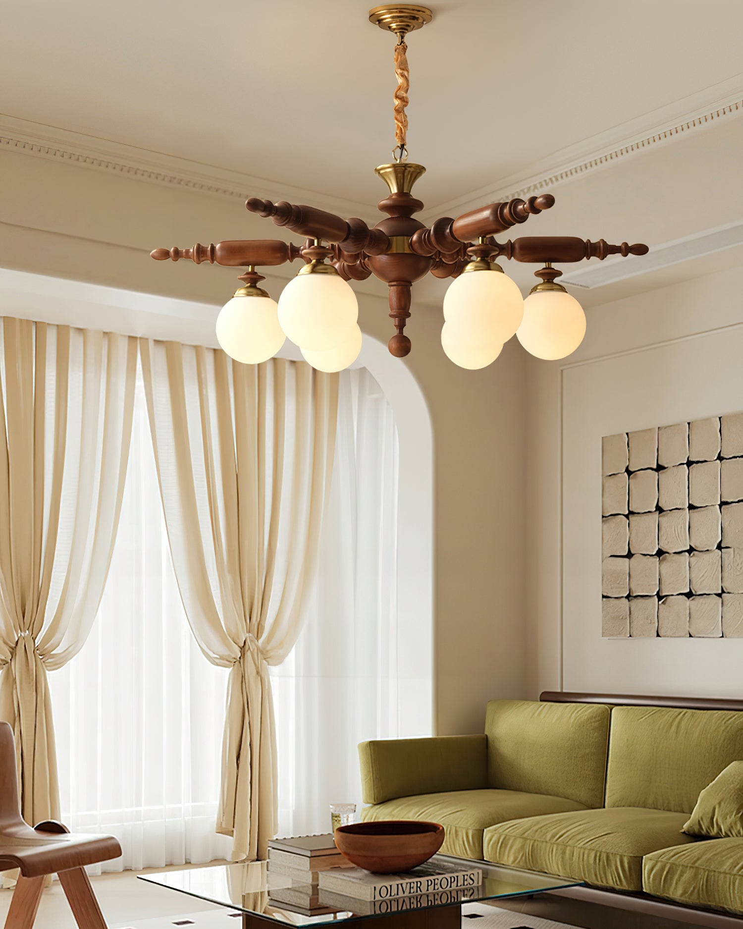 Olvenir Rustic Wood Glass Chandelier - Letslighting