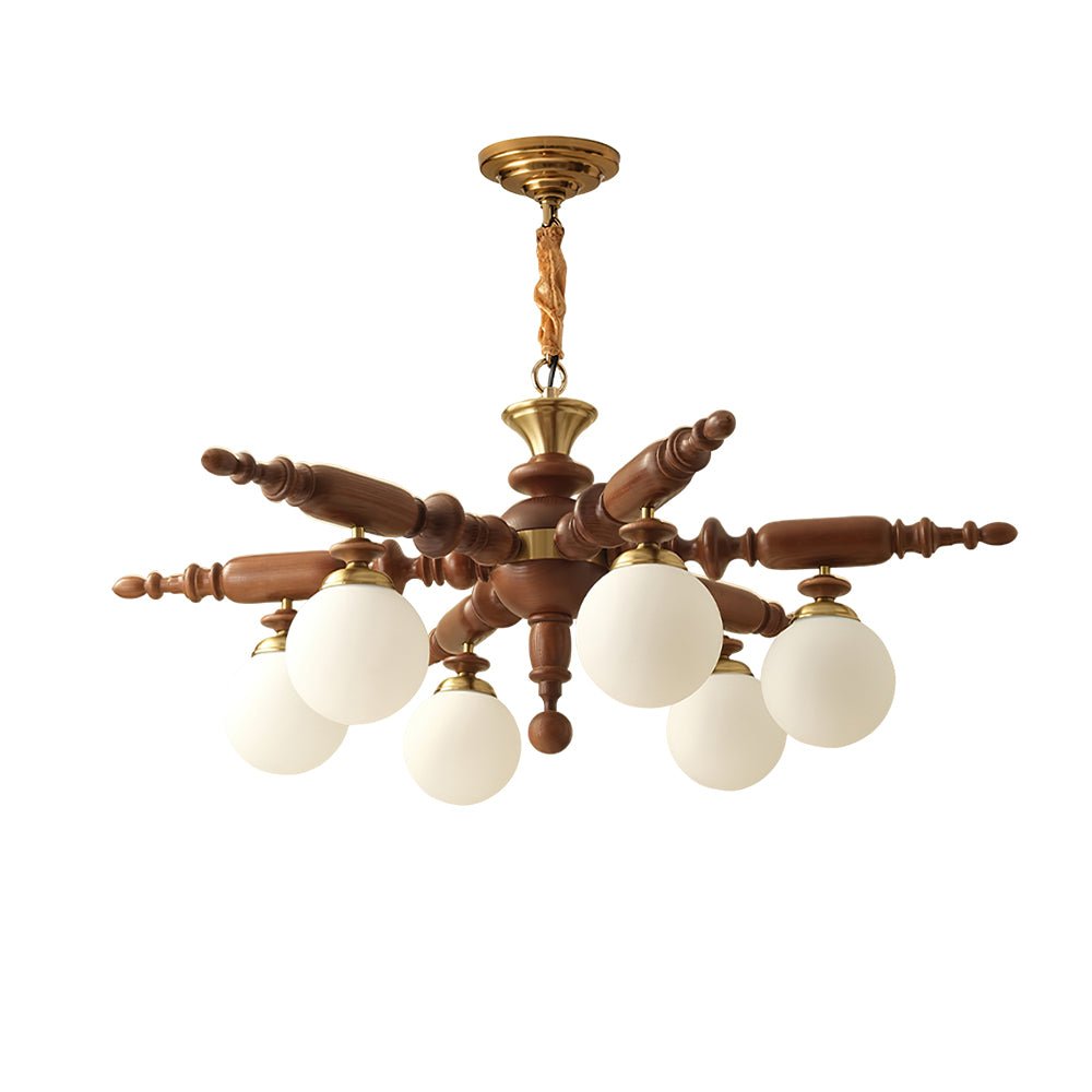 Olvenir Rustic Wood Glass Chandelier - Letslighting