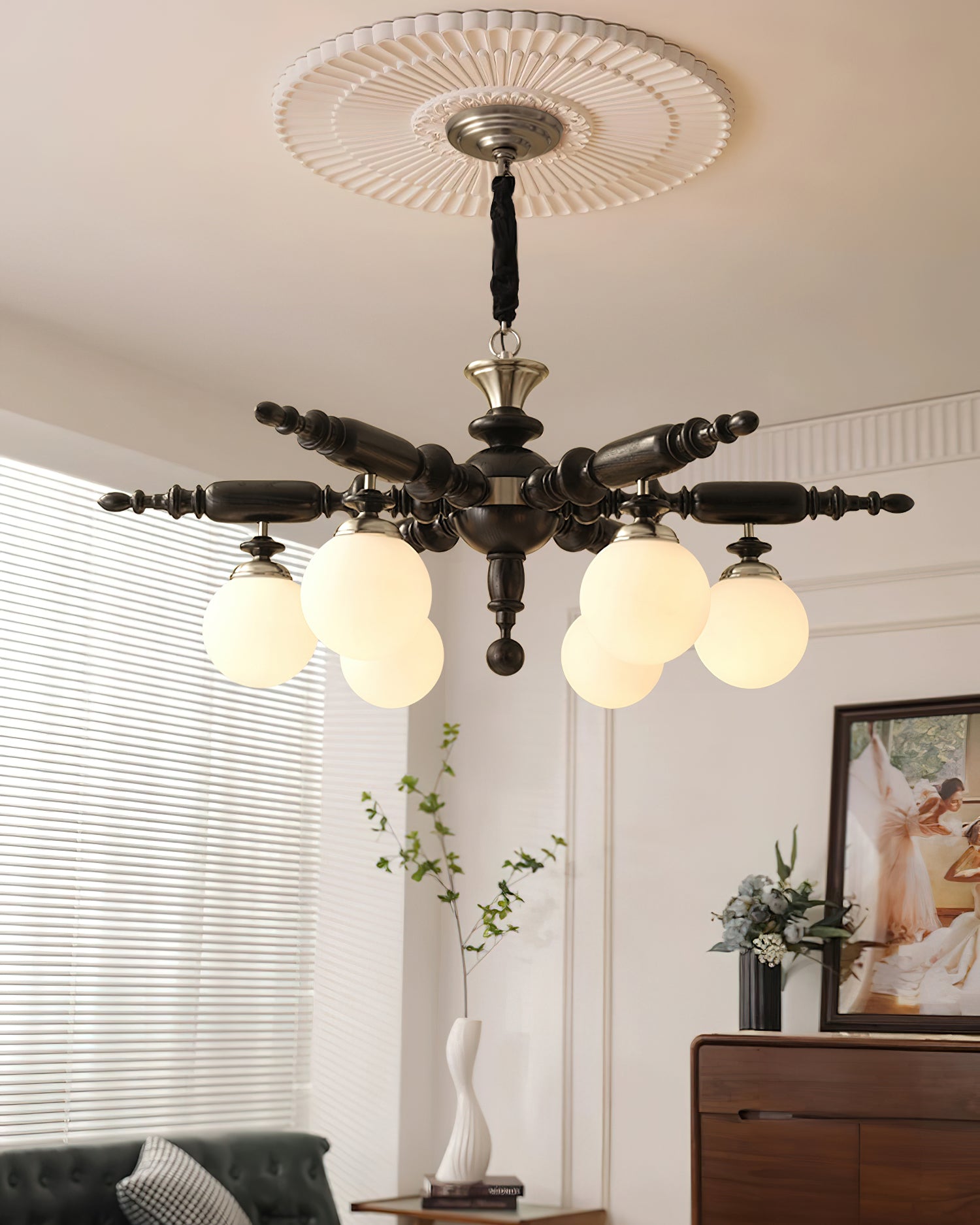 Olvenir Rustic Wood Glass Chandelier - Letslighting