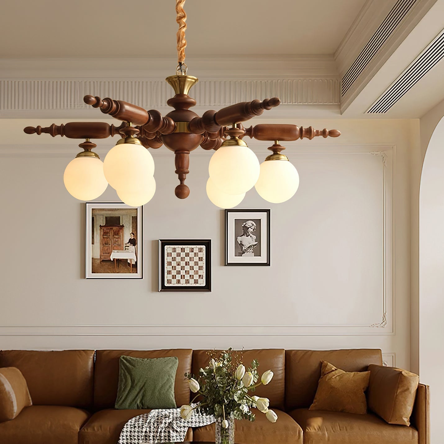 Olvenir Rustic Wood Glass Chandelier - Letslighting