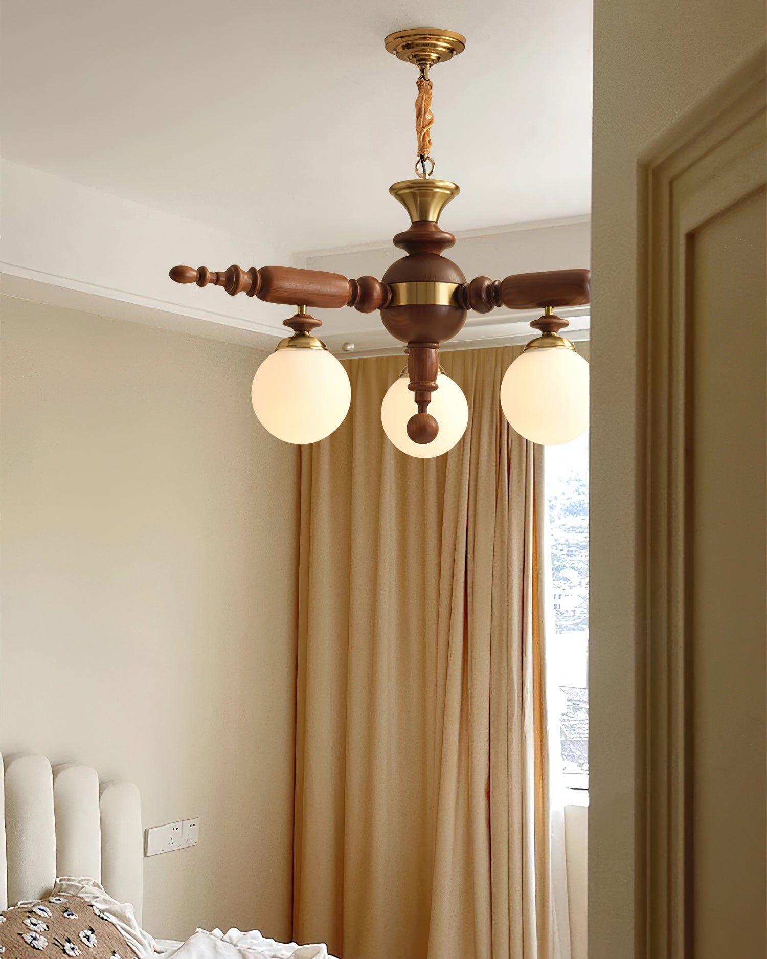 Olvenir Rustic Wood Glass Chandelier - Letslighting