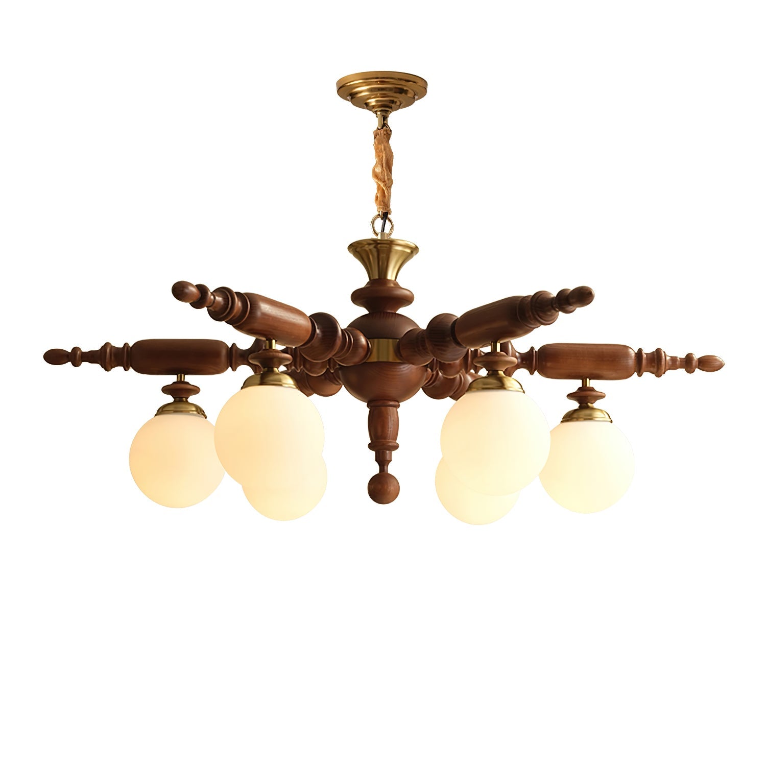 Olvenir Rustic Wood Glass Chandelier - Letslighting