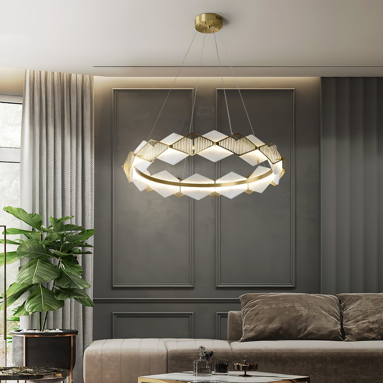 Etalarae Modern Minimalist Rote LED Alabaster Chandelier - Letslighting