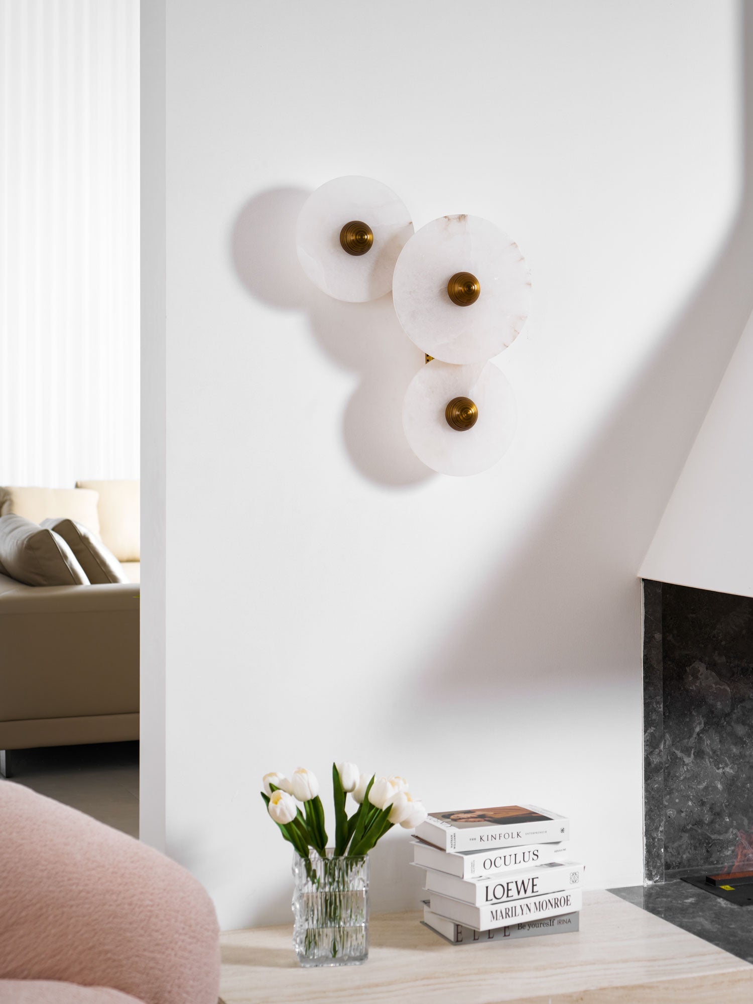 Round Wall Lamp Alabaster Cluster Trio - Letslighting