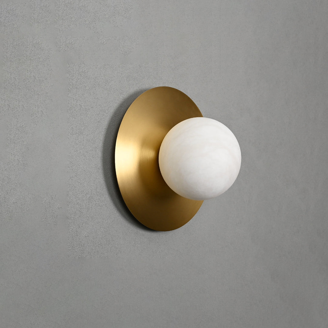 Orb Modern Alabaster & Brass Sconce