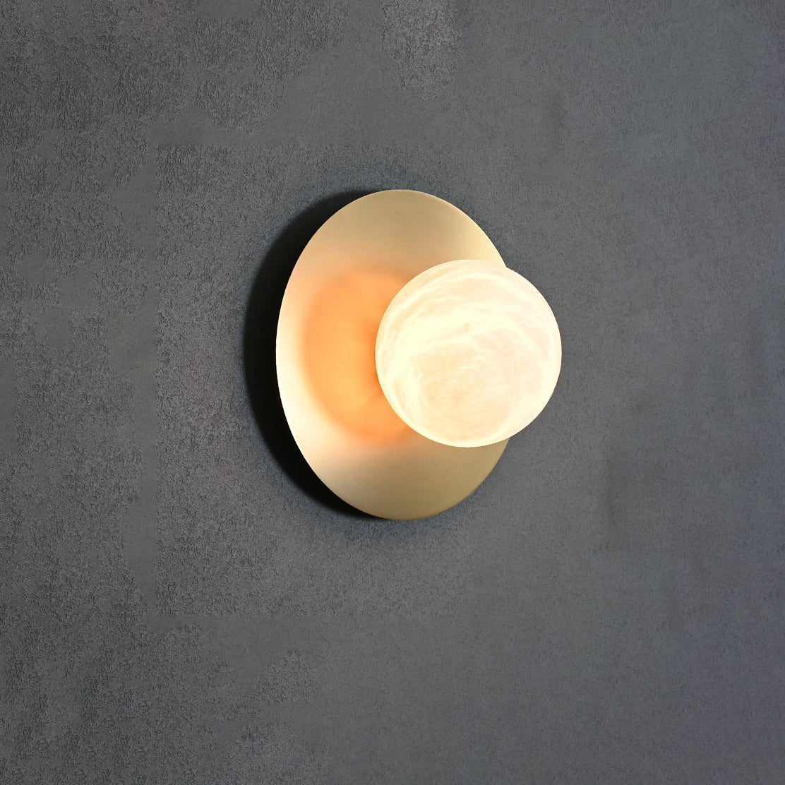 Orb Modern Alabaster & Brass Sconce