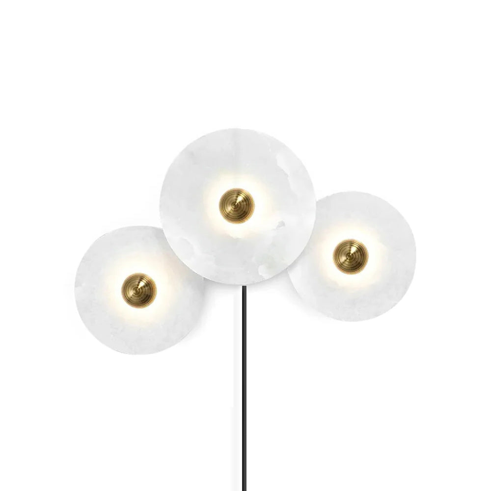 Round Alabaster Plug-In Wall Lamp Trio - Letslighting