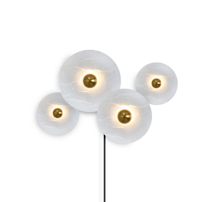Round Alabaster Plug-In Wall Lamp Trio - Letslighting