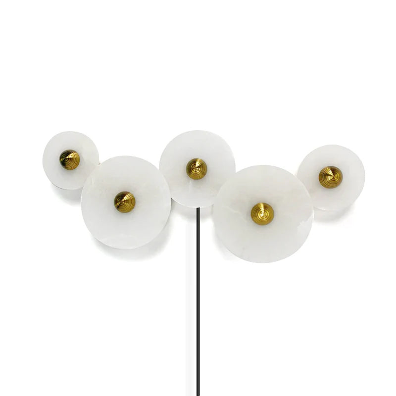 Round Alabaster Plug-In Wall Lamp Trio - Letslighting