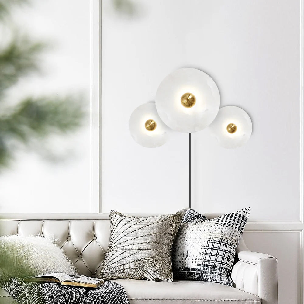 Round Alabaster Plug-In Wall Lamp Trio - Letslighting