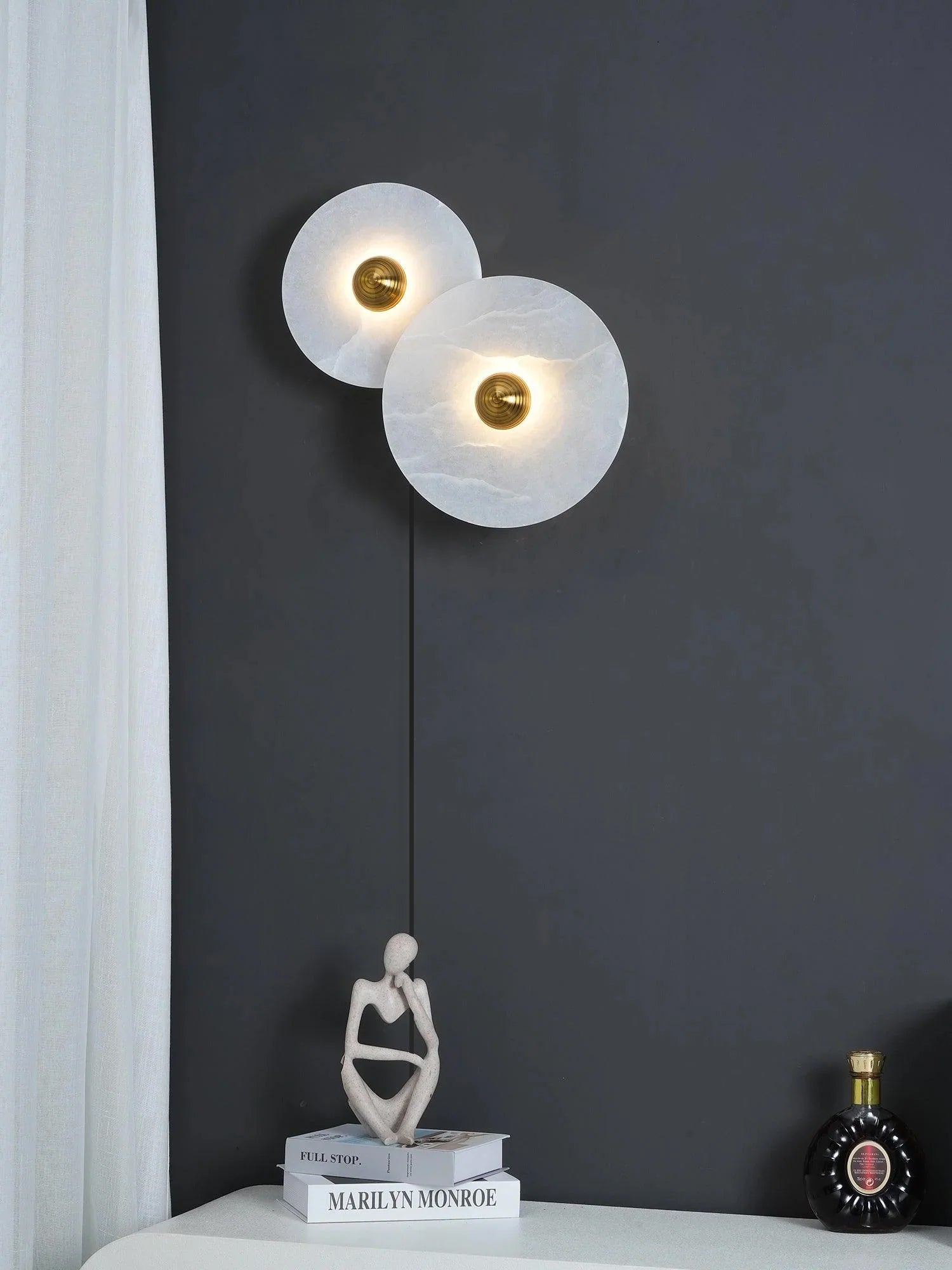 Round Alabaster Plug-In Wall Lamp Trio - Letslighting