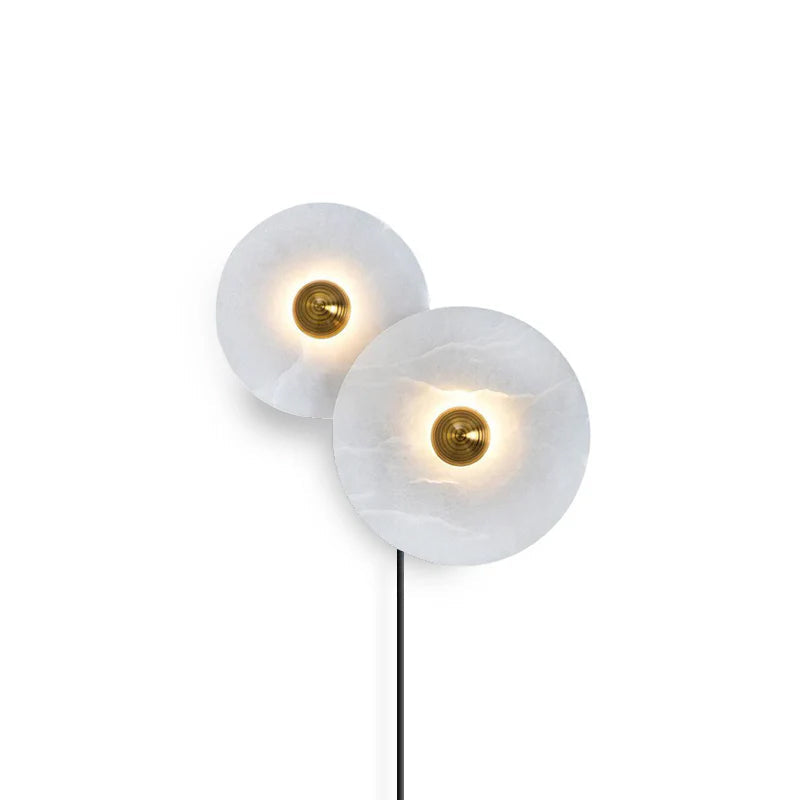 Round Alabaster Plug-In Wall Lamp Trio - Letslighting