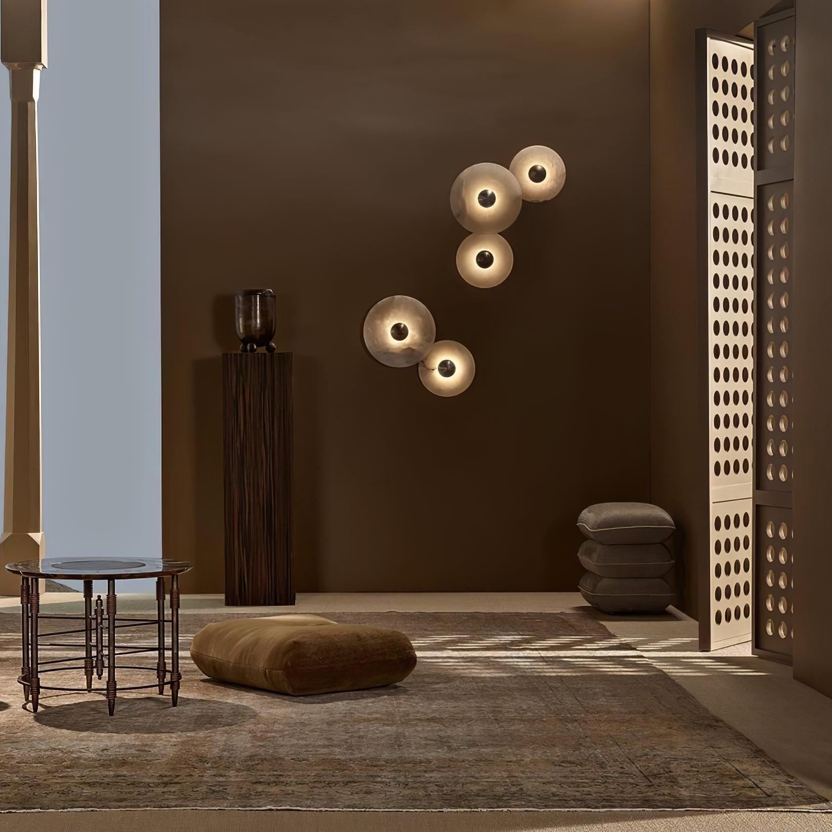 Round Wall Lamp Alabaster Cluster Trio - Letslighting