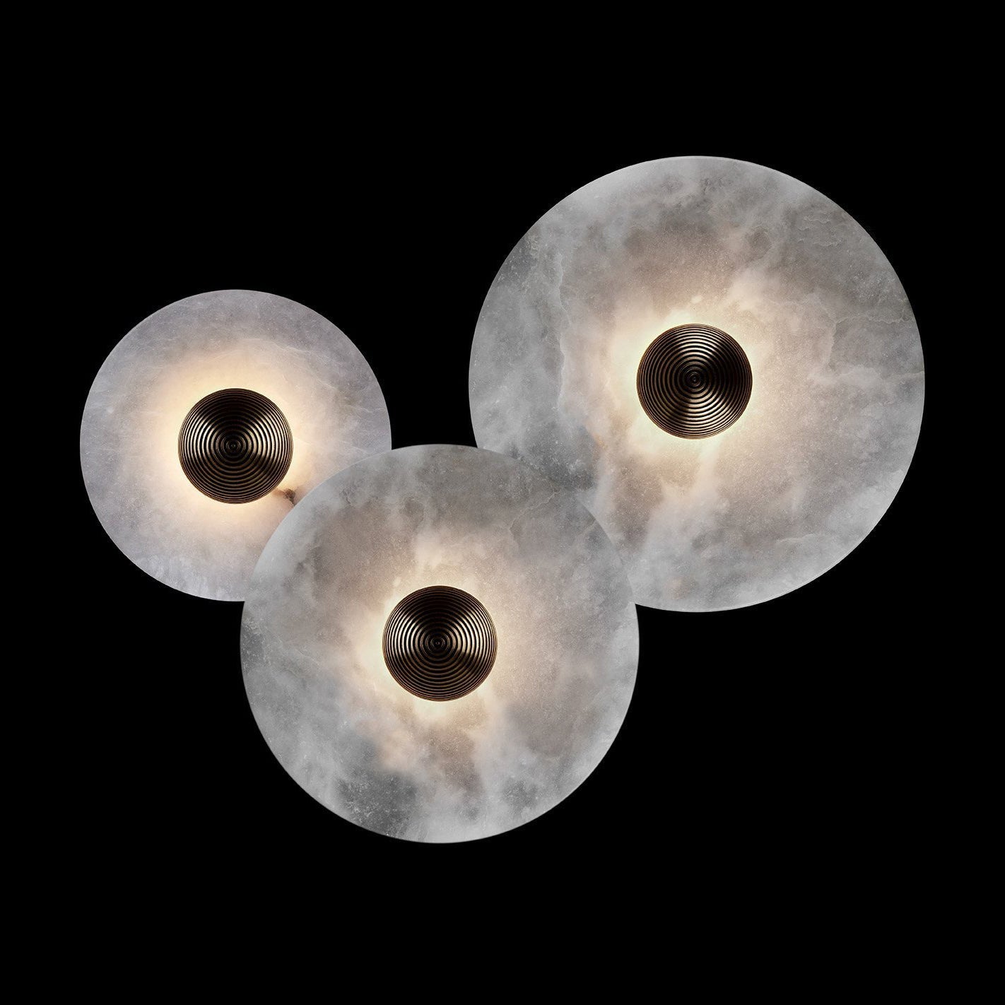 Round Wall Lamp Alabaster Fluted Brass - Letslighting