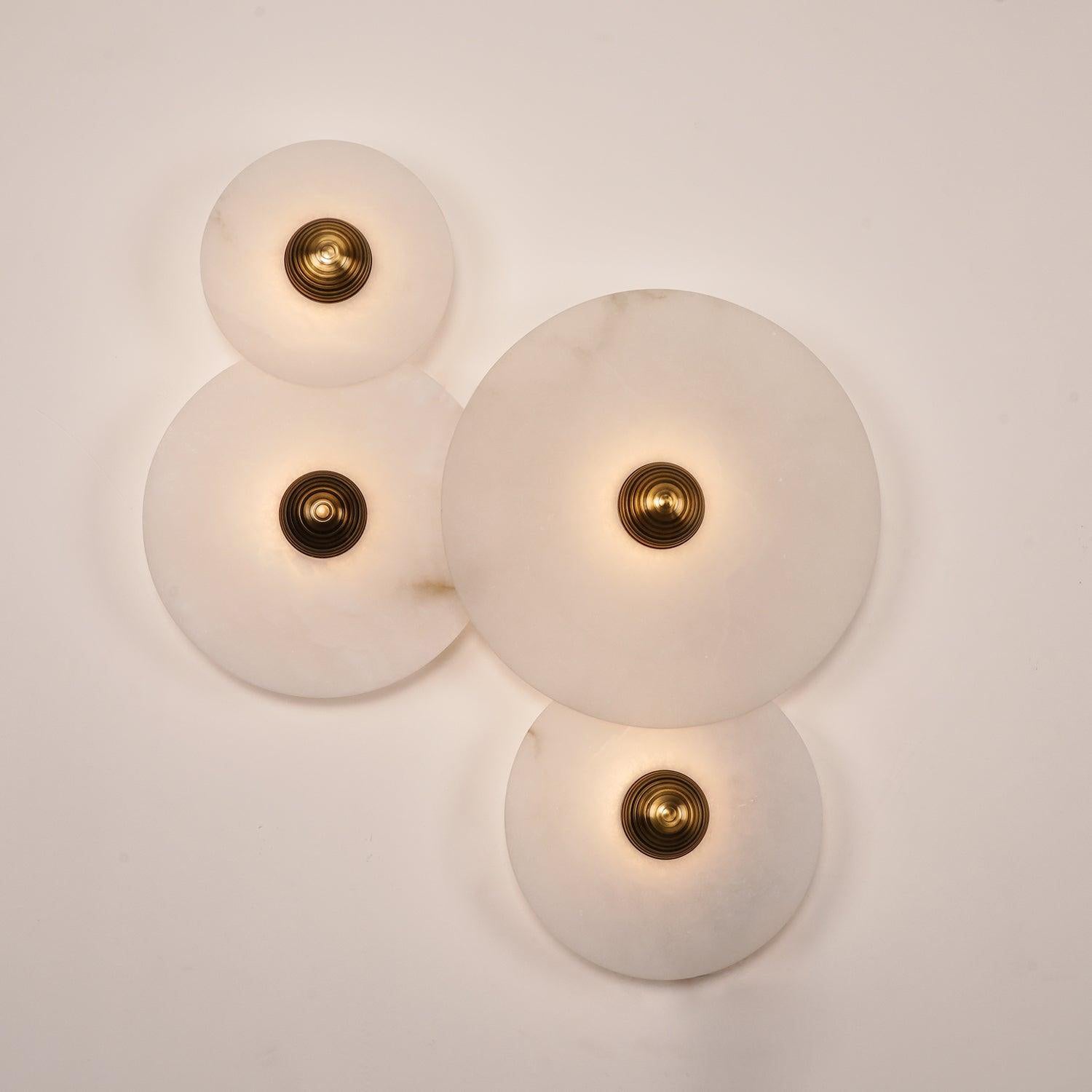 Round Wall Lamp Alabaster Fluted Brass - Letslighting