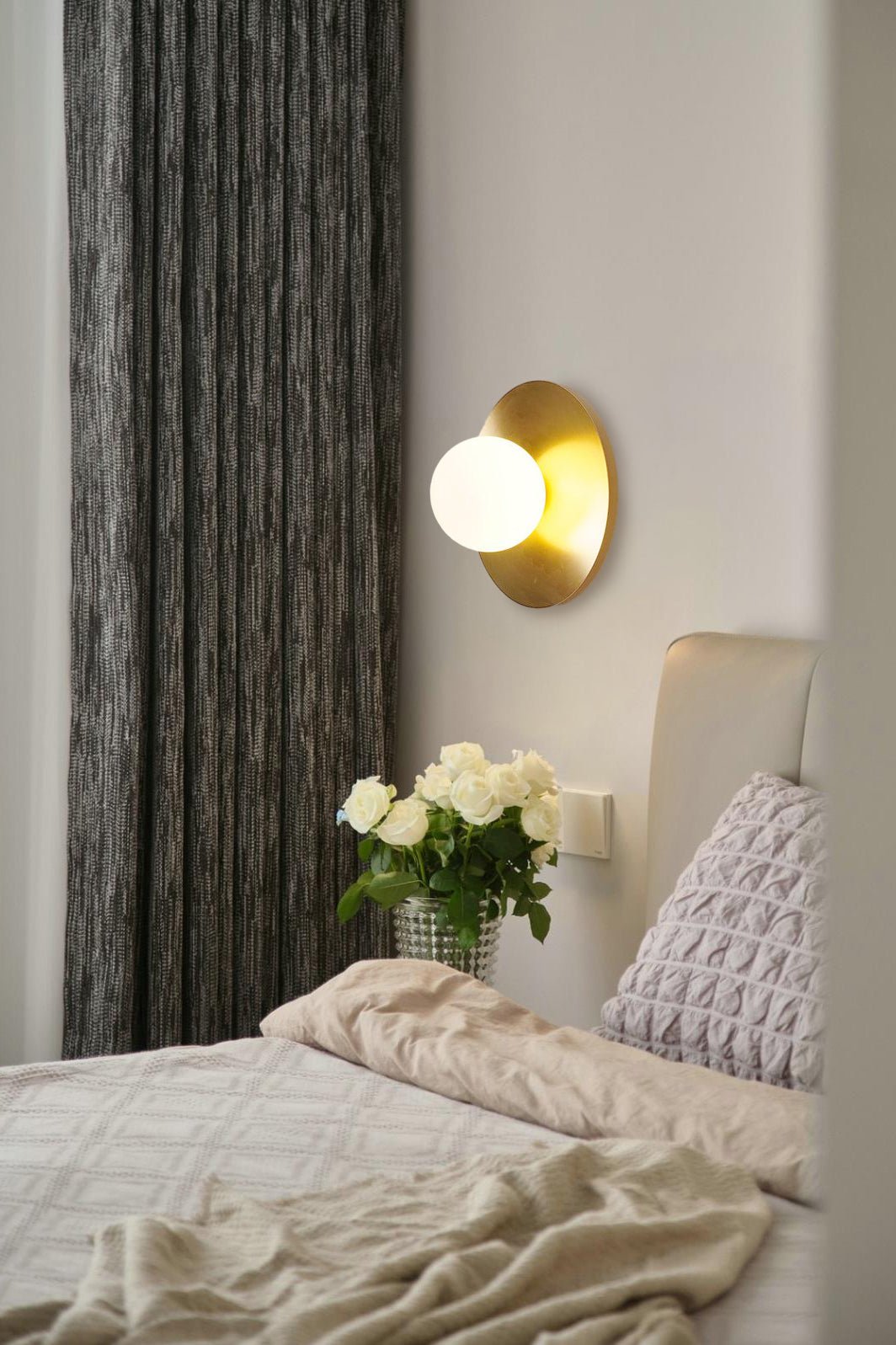 Godfrey Modern Minimalist Round Art Brass Glass Wall Lamp - Letslighting