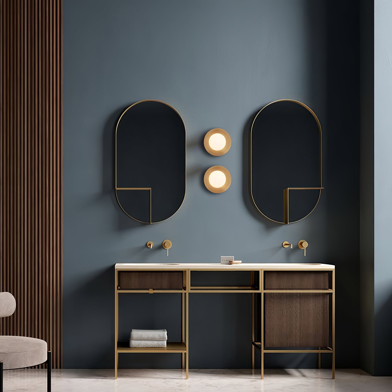 Godfrey Modern Minimalist Round Art Brass Glass Wall Lamp - Letslighting