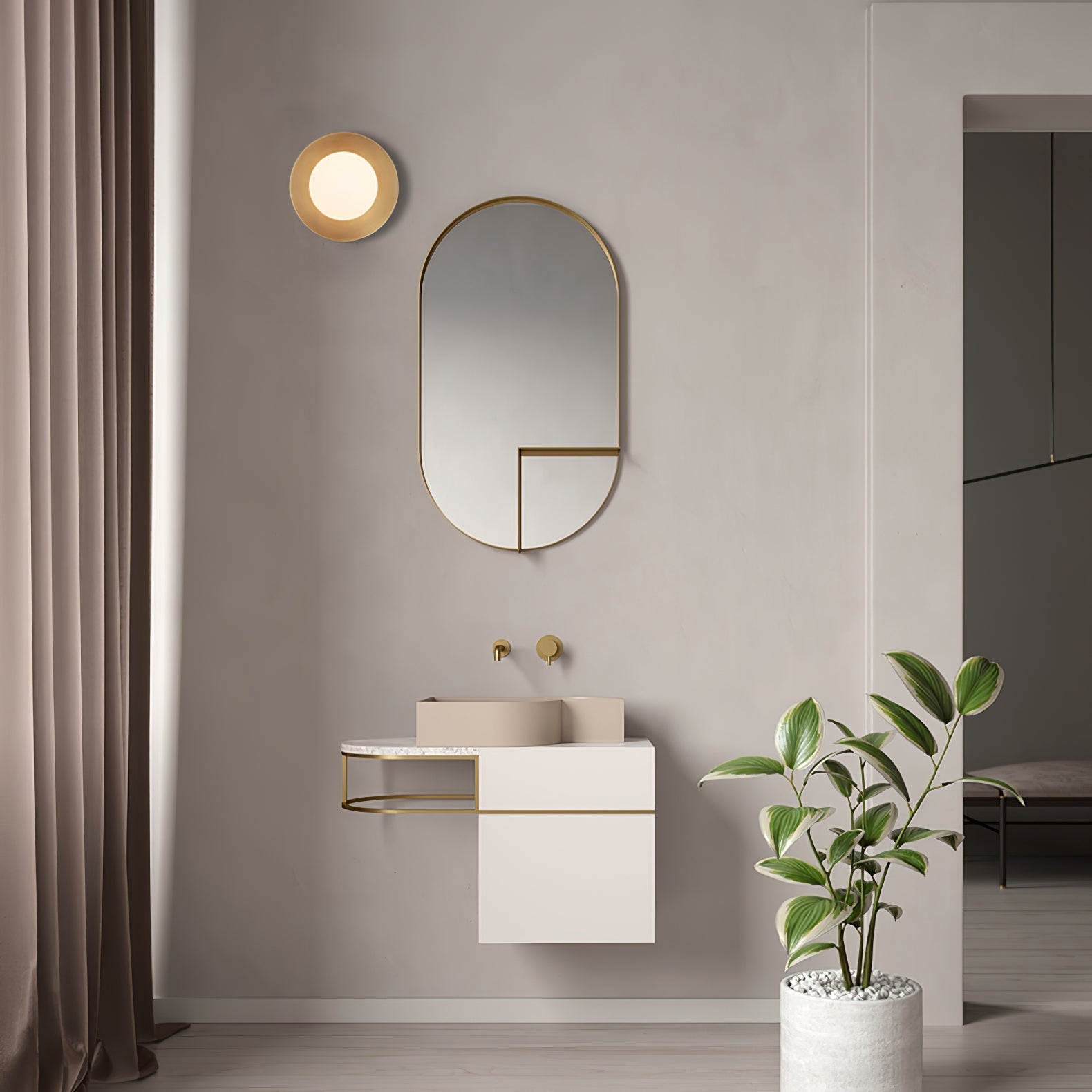 Godfrey Modern Minimalist Round Art Brass Glass Wall Lamp - Letslighting