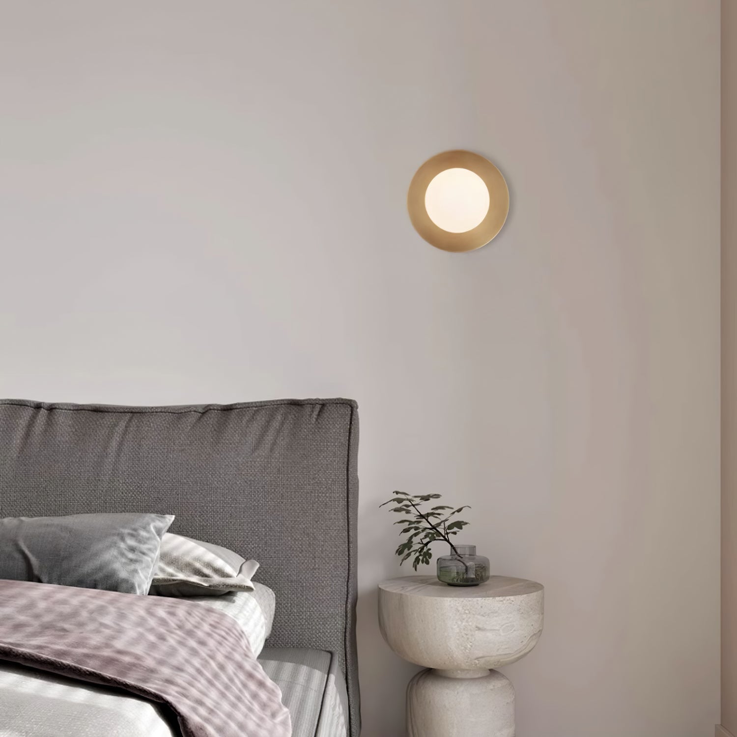 Godfrey Modern Minimalist Round Art Brass Glass Wall Lamp - Letslighting