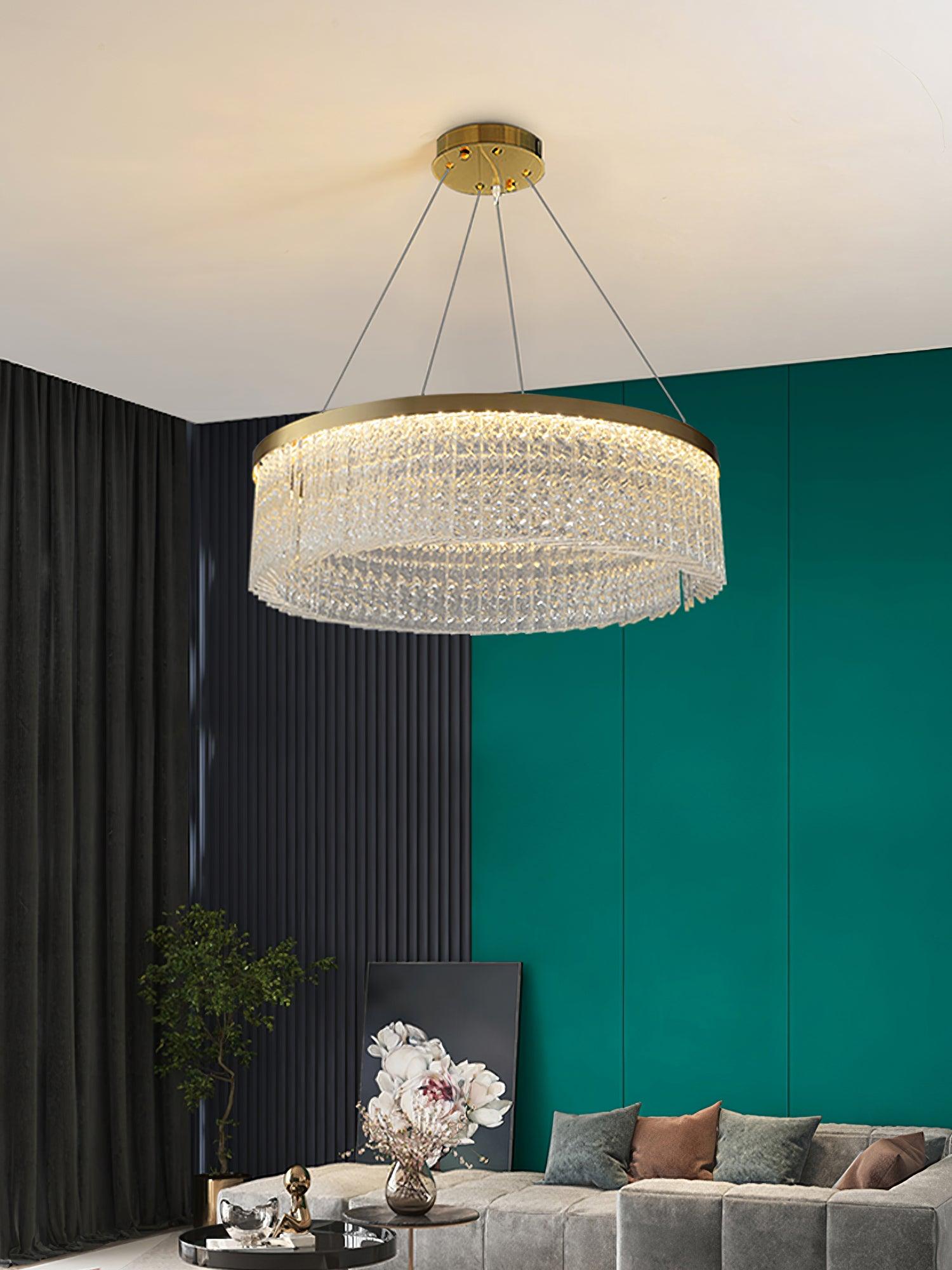 Lustra Chandelier Round Halo Crystal - Letslighting