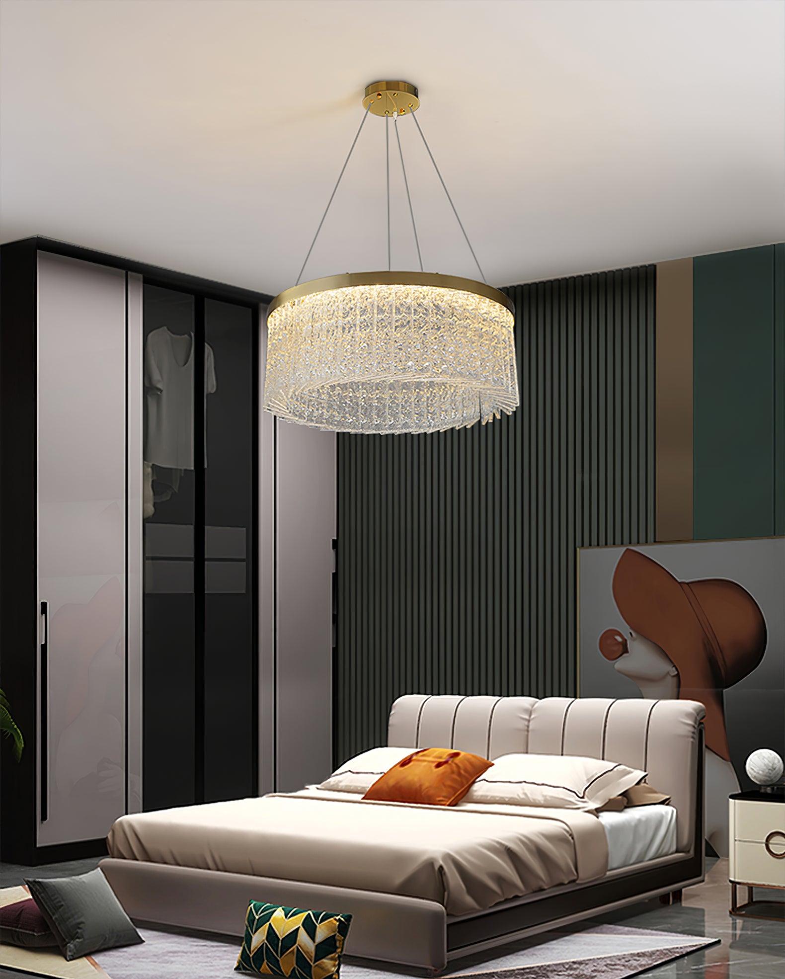 Lustra Chandelier Round Halo Crystal - Letslighting