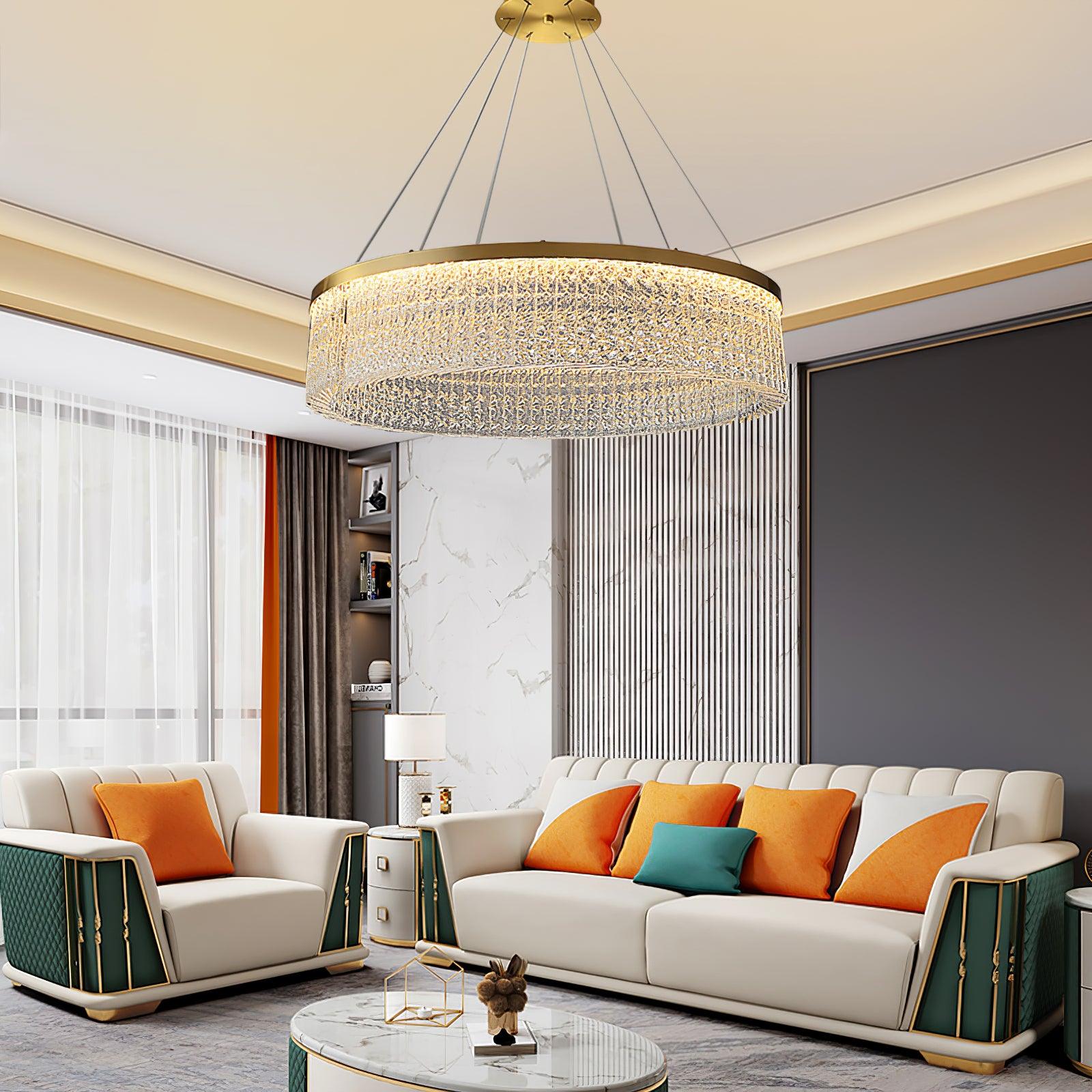 Lustra Chandelier Round Halo Crystal - Letslighting