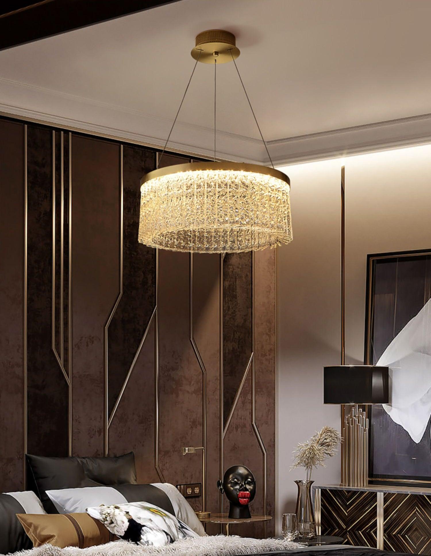 Lustra Chandelier Round Halo Crystal - Letslighting
