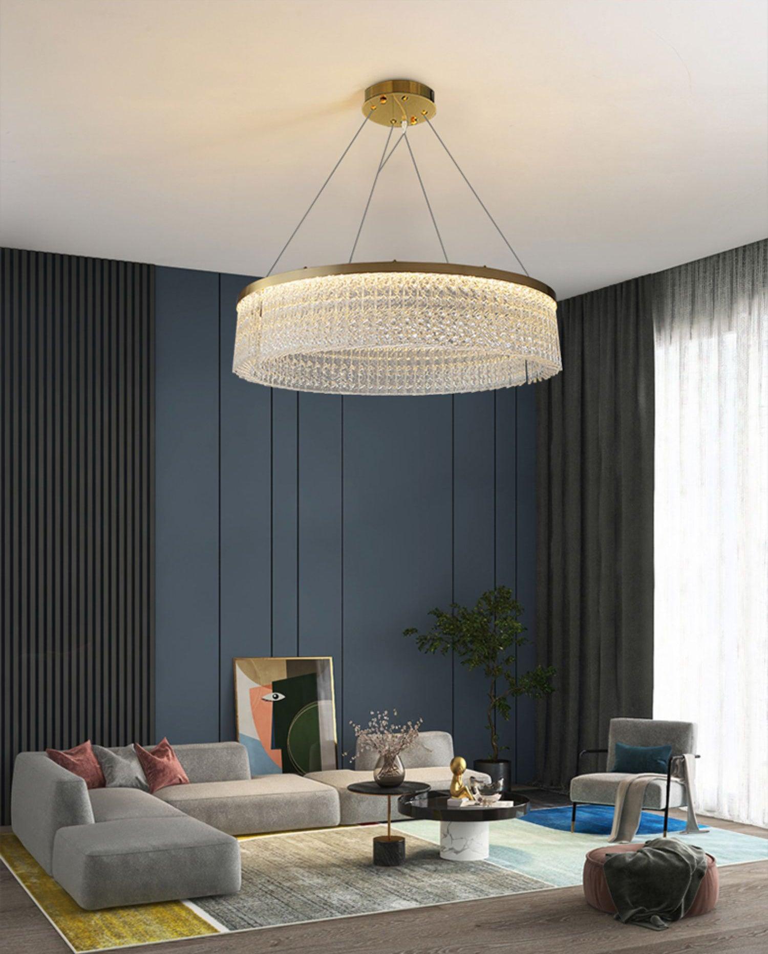 Lustra Chandelier Round Halo Crystal - Letslighting