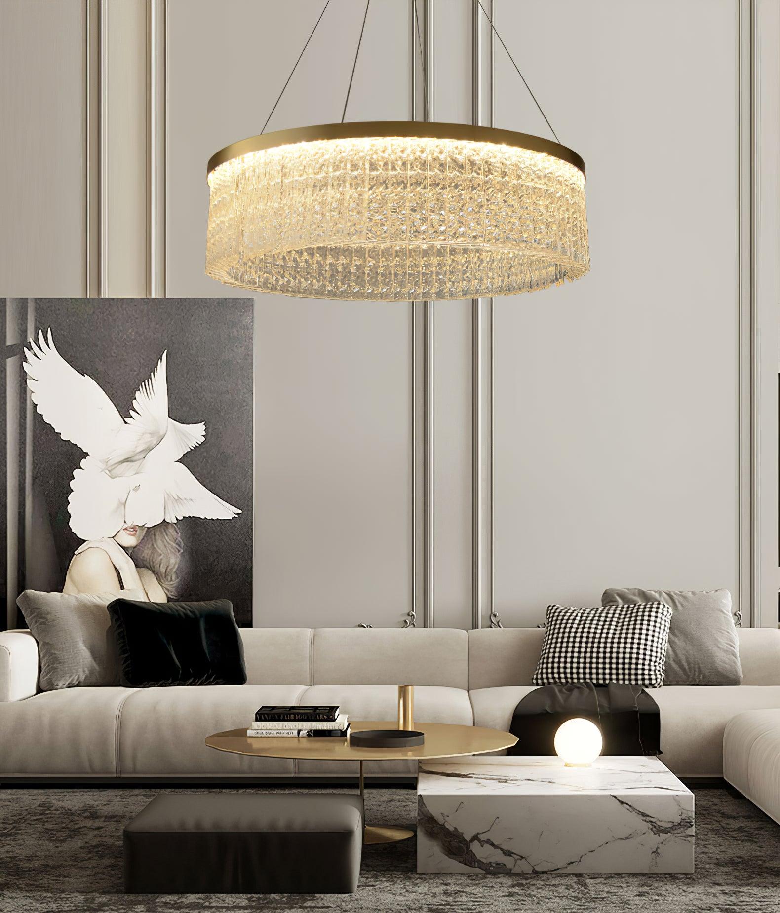 Lustra Chandelier Round Halo Crystal - Letslighting