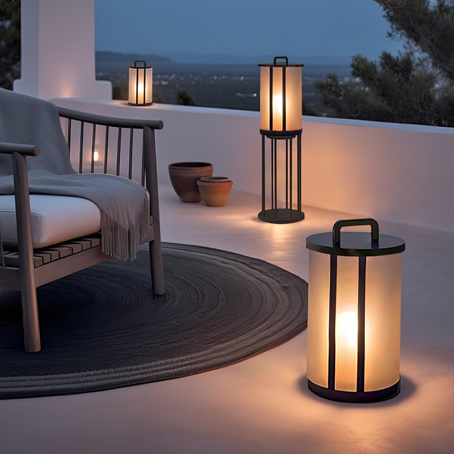 Ray Round Pillar Lantern Outdoor Light