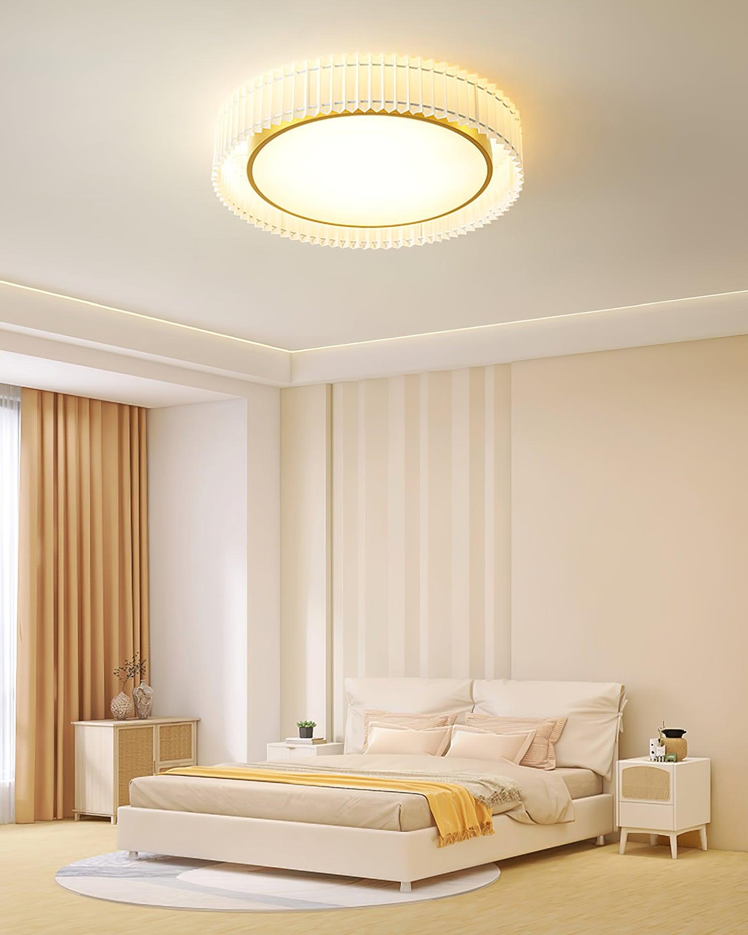 Corinila Round Pleated Fabric Ceiling Lamp - Letslighting