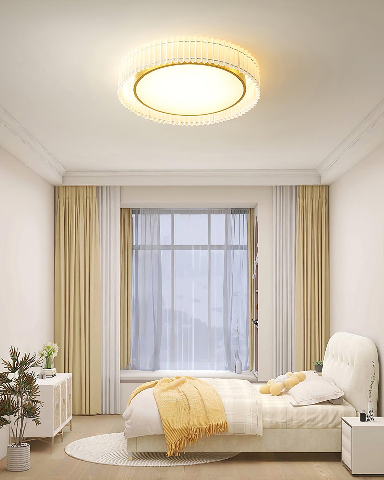 Corinila Round Pleated Fabric Ceiling Lamp - Letslighting