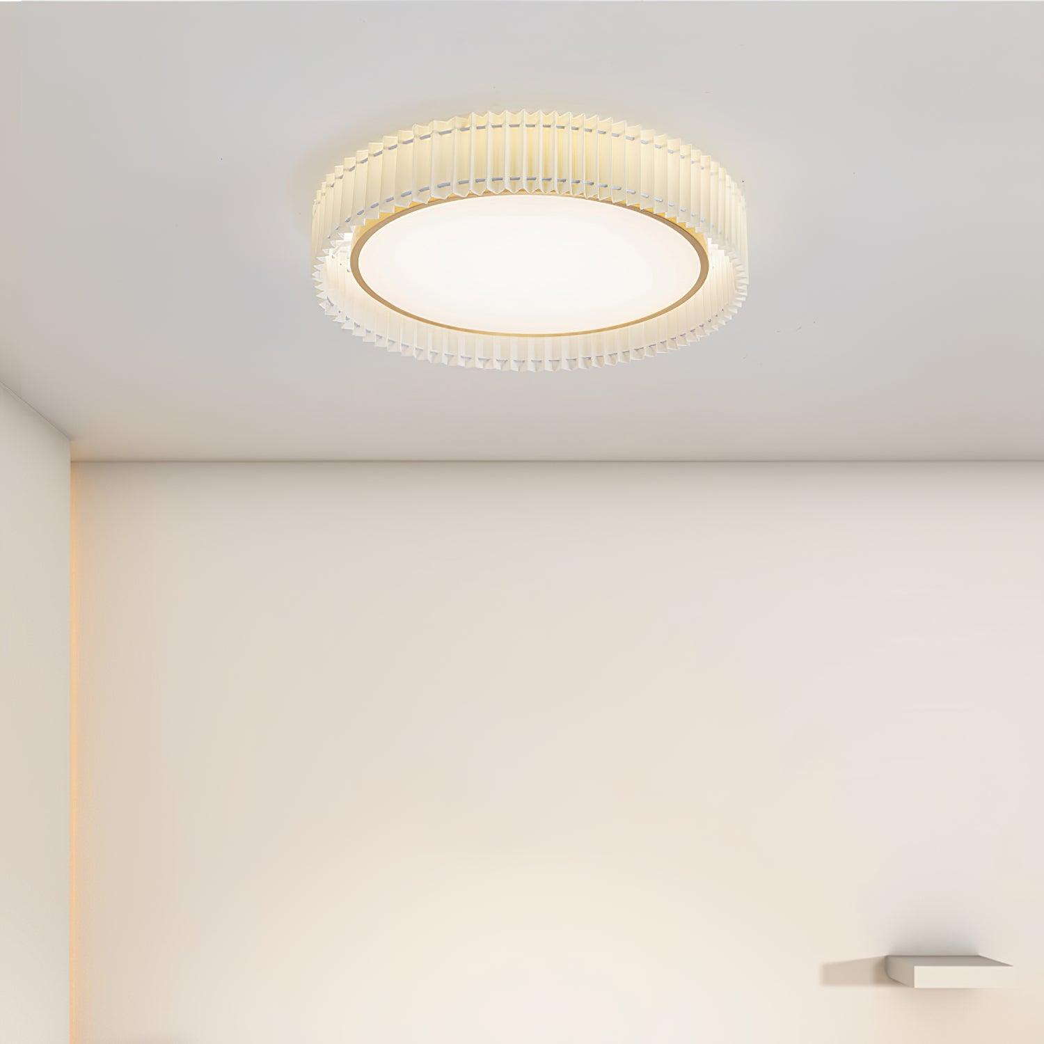 Corinila Round Pleated Fabric Ceiling Lamp - Letslighting