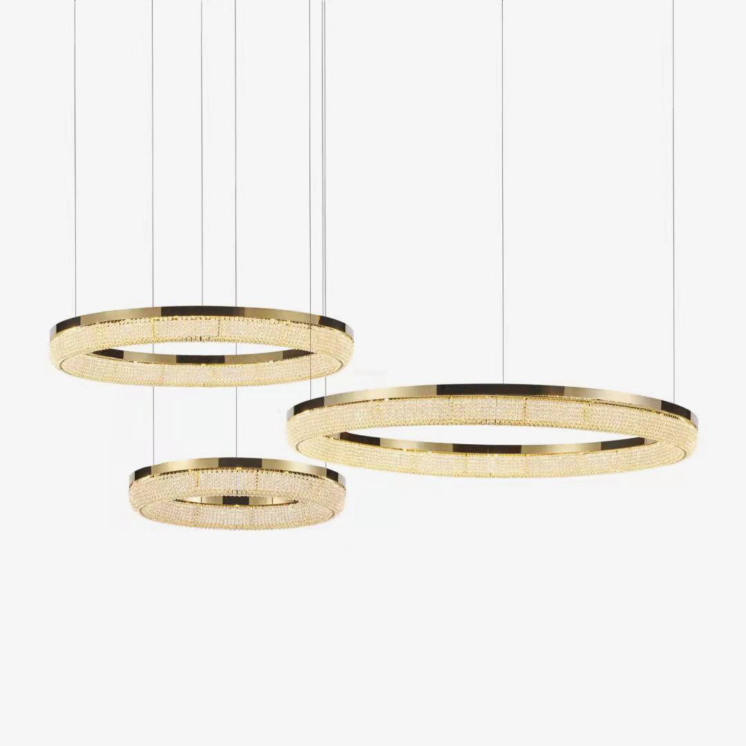 Lustra Chandelier Round Ring Crystal Gold LED - Letslighting