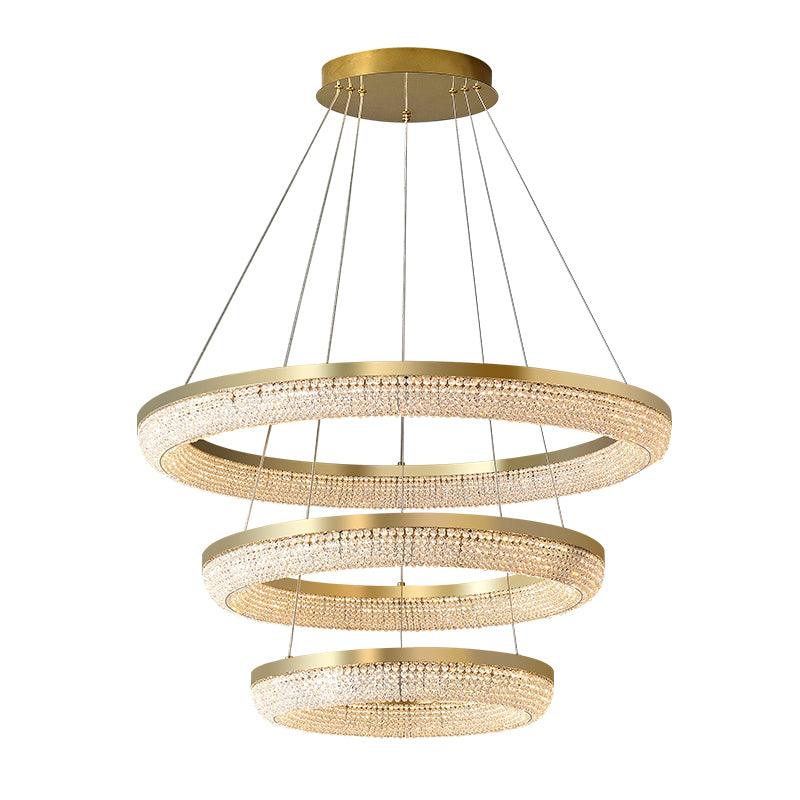 Lustra Chandelier Round Ring Crystal Gold LED - Letslighting