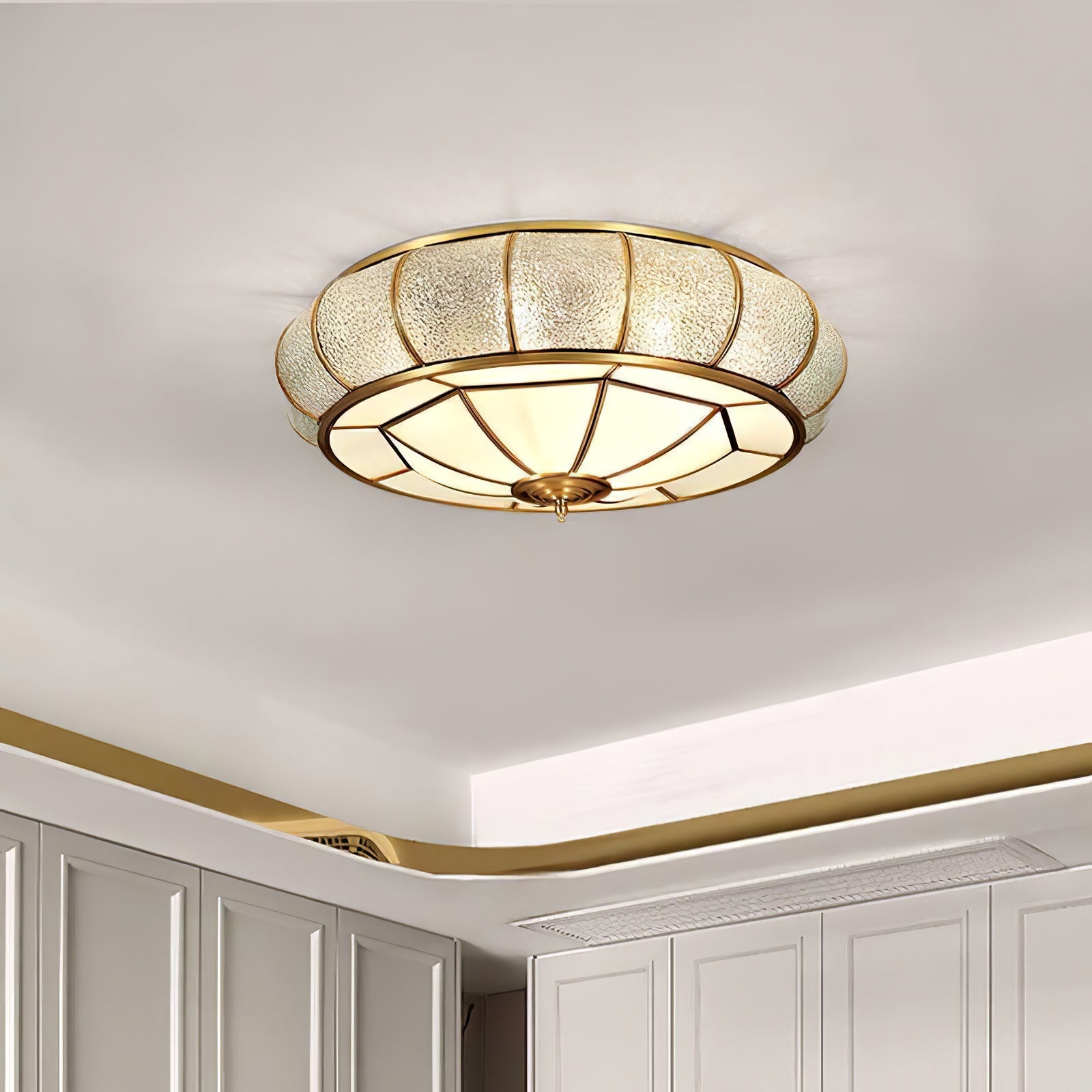 Zothaus Traditional Round Textured Glass Ceiling Light - Letslighting