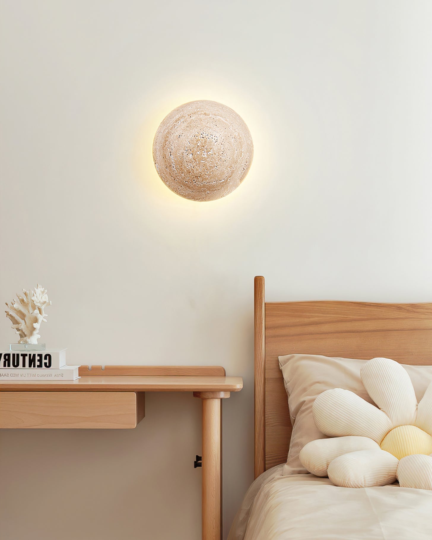 Ritta Round Travertine Wall Lamp - Letslighting