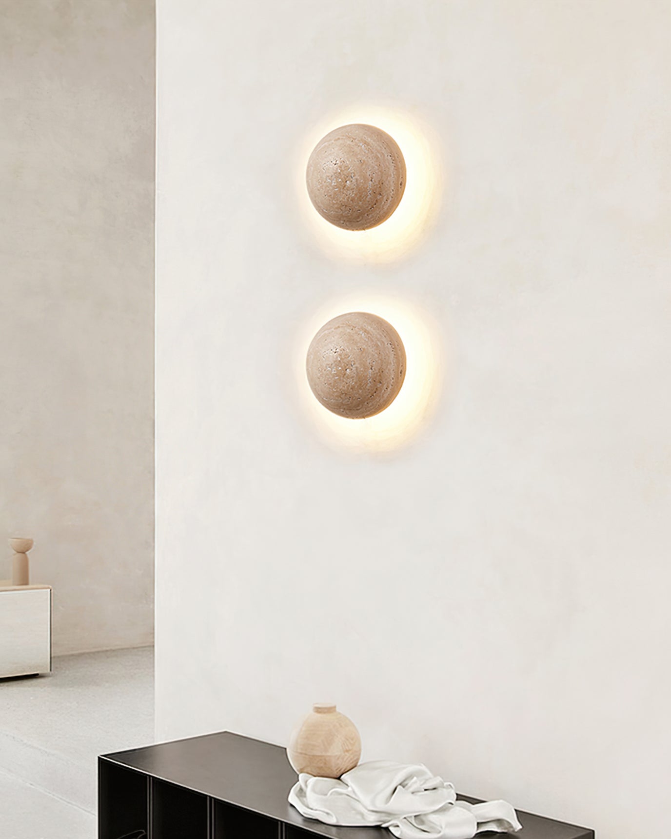 Ritta Round Travertine Wall Lamp - Letslighting