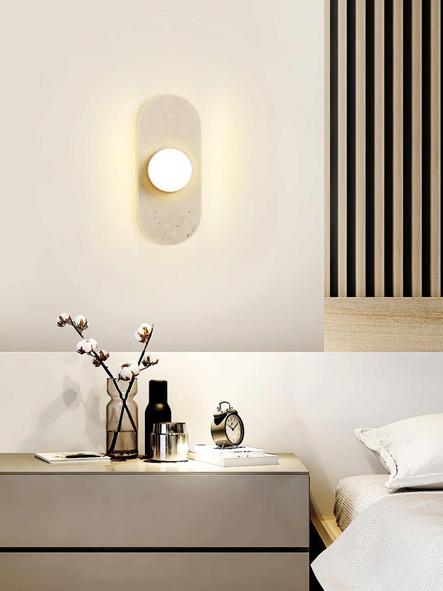 Zasoliel Minimalist Travertine Wall Light - Letslighting