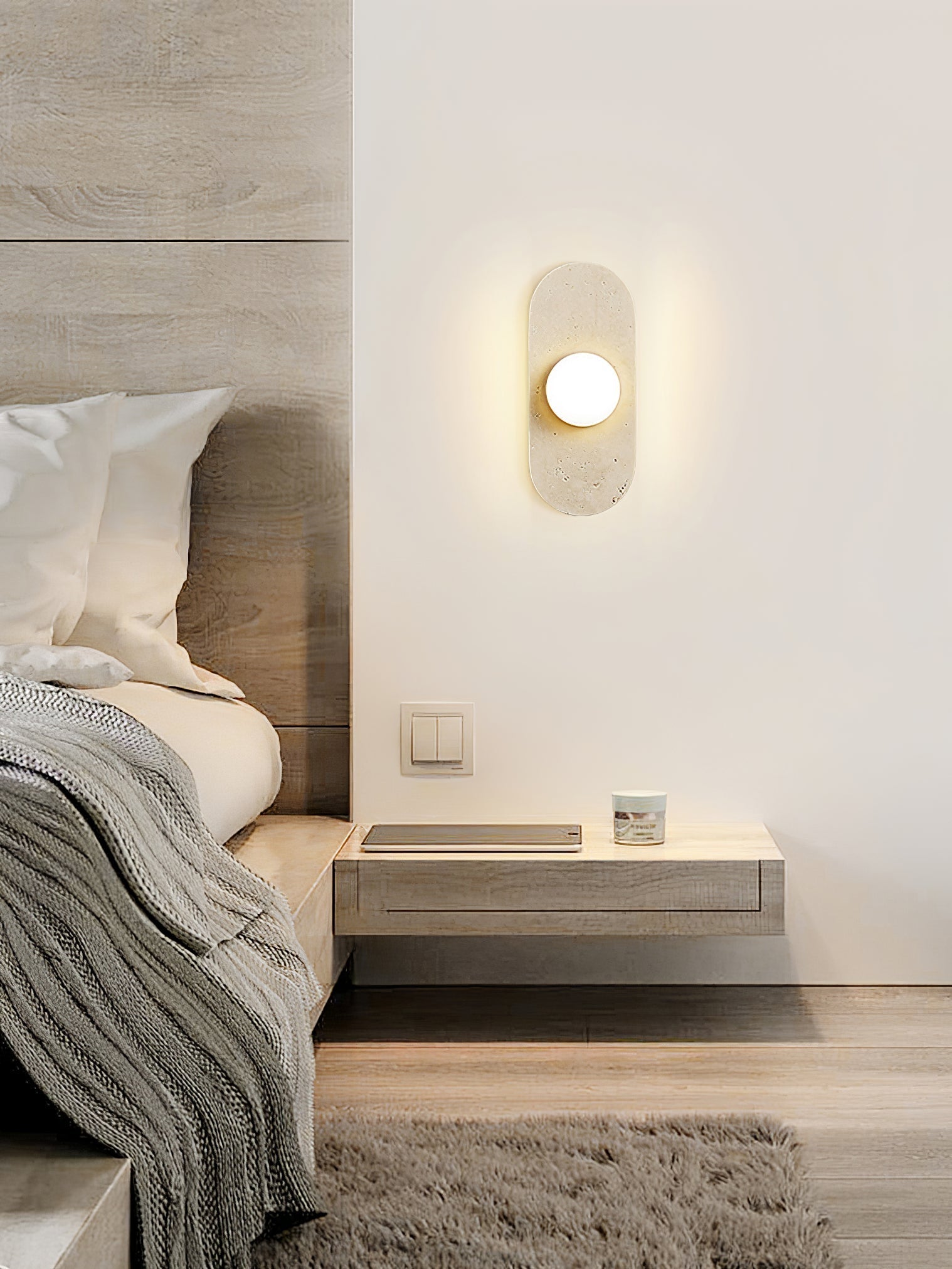 Zasoliel Minimalist Travertine Wall Light - Letslighting