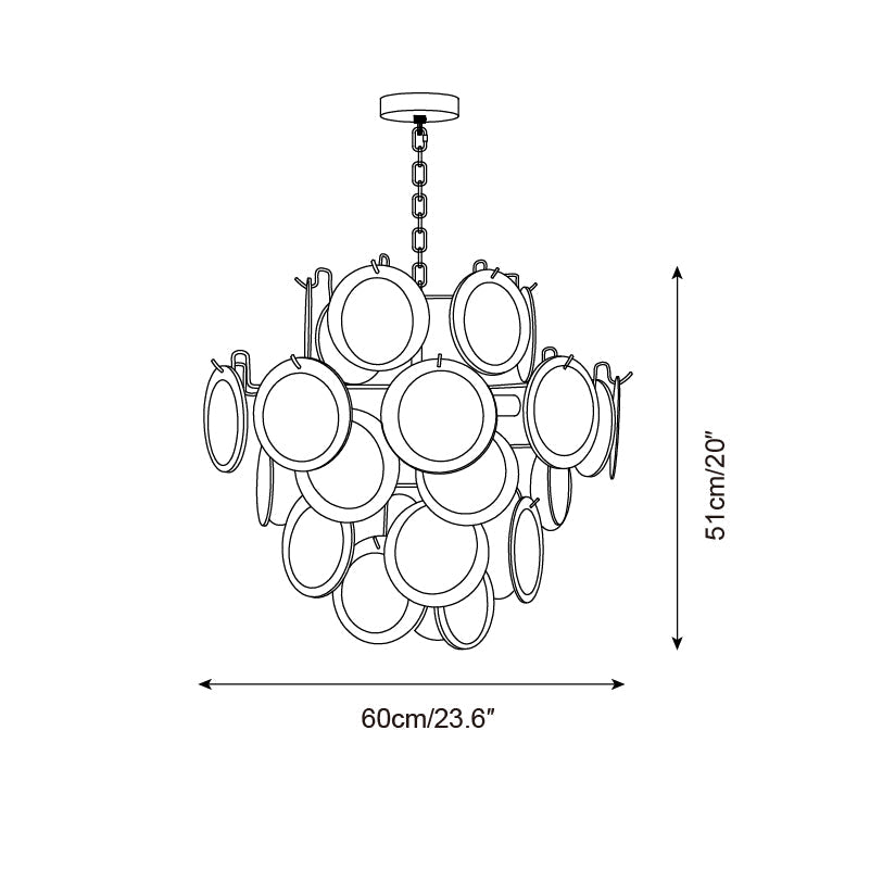 Rovigo Chandelier Handblown Glass Disc Sphere - Letslighting