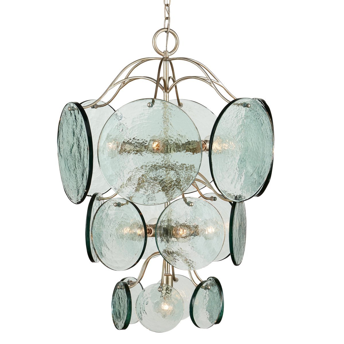 Aurora Chandelier Rovigo Recycled Glass Disc Modern Flowing