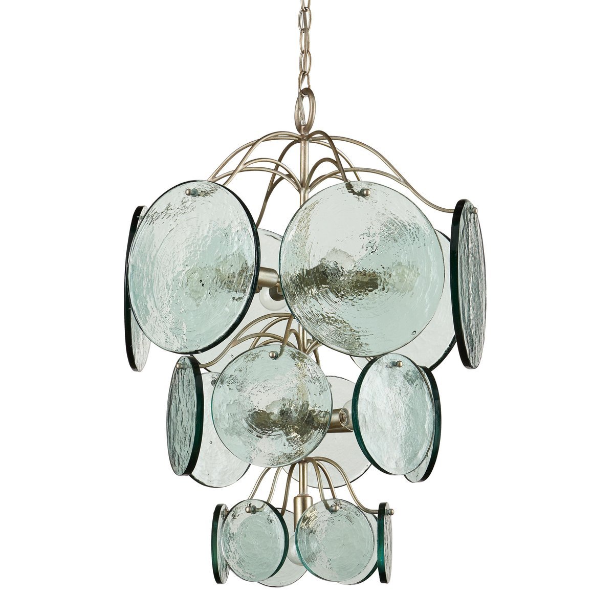 Aurora Chandelier Rovigo Recycled Glass Disc Modern Flowing