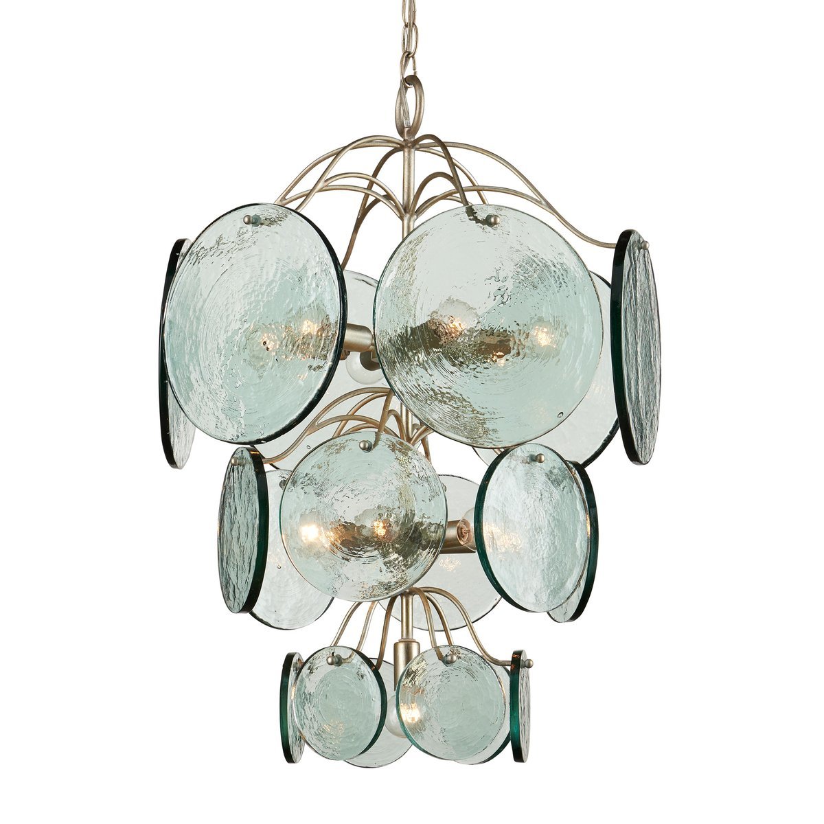 Aurora Chandelier Rovigo Recycled Glass Disc Modern Flowing